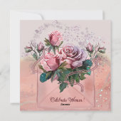 封筒に入ったピンクのバラ | Happy Women's Day シーズンカード (裏面)