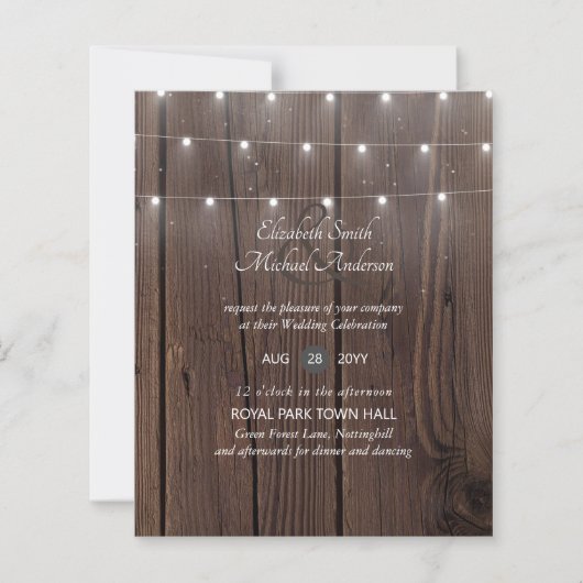 封筒に素朴木造の結婚式を招待 (正面)