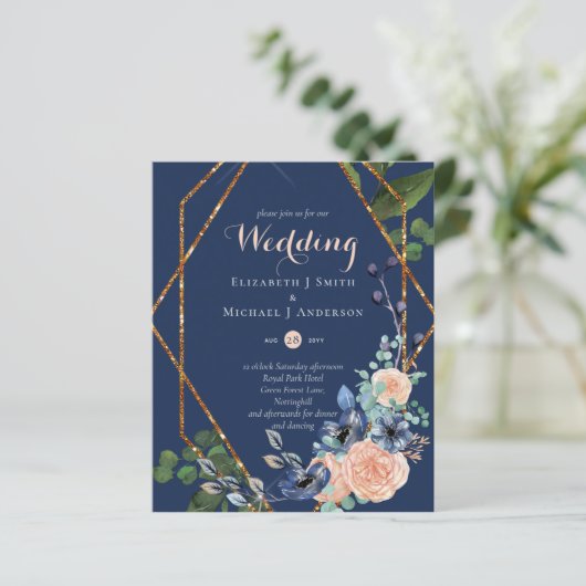 封筒のある低予算結婚式招待状 (スタンド正面)