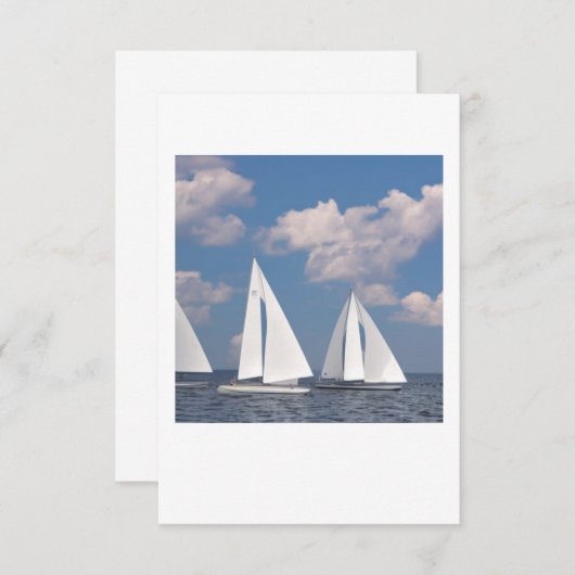 封筒のカードには帆船、白い帆が付いている 出欠カード (正面/裏面)