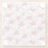 封筒のバレンタインのハート ガラスコースター (裏面)