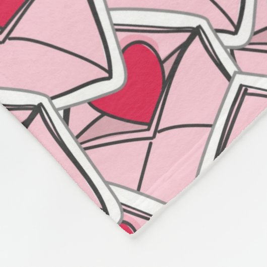 封筒のバレンタインのハート フリースブランケット (角)