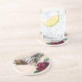 封筒のヴィンテージのかわいい子ネコはとの上がりました コースター (側面)