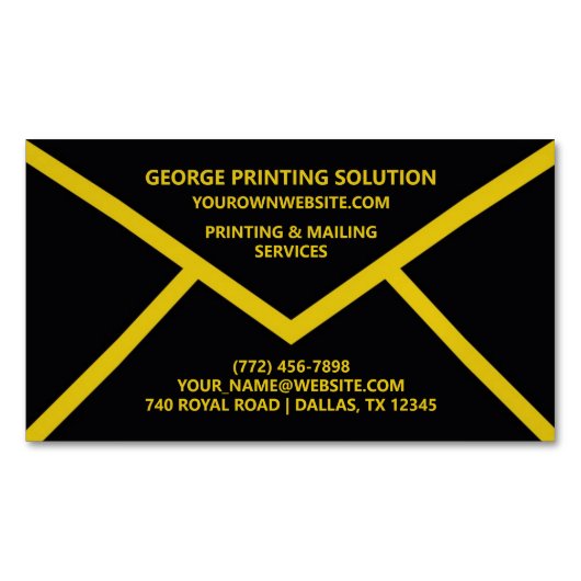 封筒の形ユニーク状 マグネット名刺 (正面)