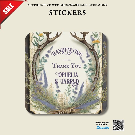 封筒の貼り付けシール〔雄ジカの〕枝角 スクエアシール