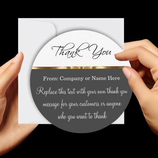 封筒を使用した上品な金ゴールドラウンドサンキューカード サンキューカード