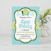 封筒を持つスパの誕生日のパーティの招待状 招待状 (スタンド正面)