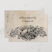 封筒を持つヴィンテージの仲の良い恋人同士RSVP 出欠カード (正面/裏面)