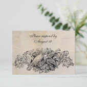 封筒を持つヴィンテージの仲の良い恋人同士RSVP 出欠カード (スタンド正面)