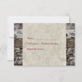 封筒を持つ木および羊皮紙の渦巻ブラウンRSVP 出欠カード (裏面)