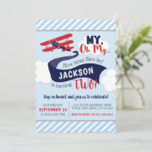 封筒を持つ飛行機の誕生日の招待状 招待状 (スタンド正面)