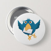 封筒を握っている青い鳥 缶バッジ (正面&裏面)