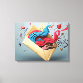 封筒を開く驚き キャンバスプリント