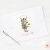 封筒シールステッカー：ヴィンテージクリスマスの天使 スクエアシール (封筒)