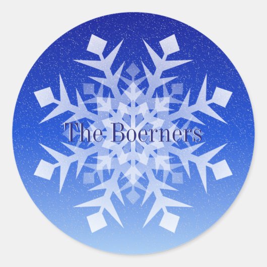 封筒バッグステッカークリスマススノーフレーク名 ラウンドシール (正面)