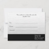 封筒モダン付き白黒ギフトカード (裏面)