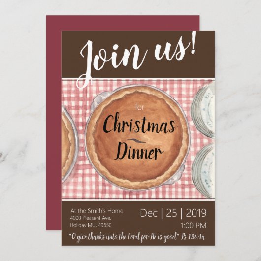 封筒付きクリスマスディナー招待状 案内状 (正面/裏面)