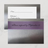 封筒付きシルバーと紫のrsvp 出欠カード (正面/裏面)