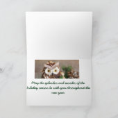 封筒付きフクロウのホリデーグリーティングカード シーズンカード (内部)