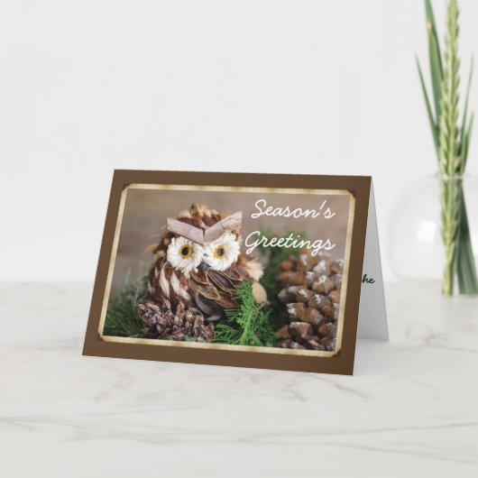 封筒付きフクロウのホリデーグリーティングカード シーズンカード (正面)