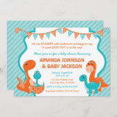 封筒付き恐竜ベビーシャワー招待状 招待状 (正面/裏面)