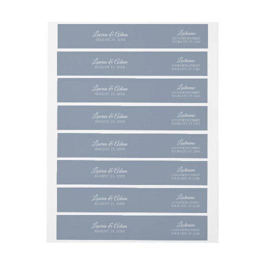 封筒差出人住所ラッのまわりにプ – ほこりっぽい青 ラップアラウンドラベル (シート)