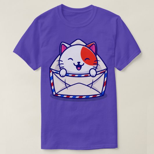 封筒漫画の可愛い猫 Tシャツ (デザイン正面)