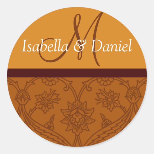 封筒用カスタムダマスクモノグラムシール ラウンドシール (正面)