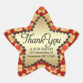 封筒用シールありがとう – 金ゴールドスターのステッカー 星シール (正面)