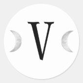 封筒用シールクラシックゴシック白モノグラムムーン ラウンドシール (正面)