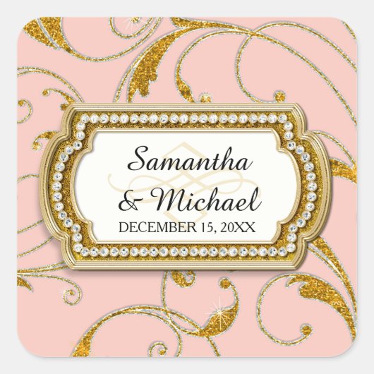 封筒用シールグラムオールドハリウッドリージェンシーブラックタイ スクエアシール (正面)