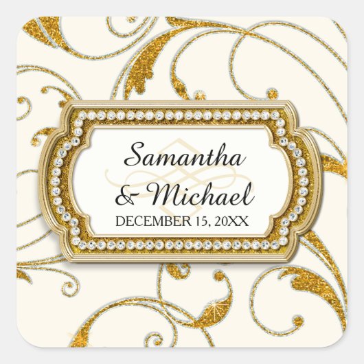 封筒用シールグラムオールドハリウッドリージェンシーブラックタイ スクエアシール (正面)