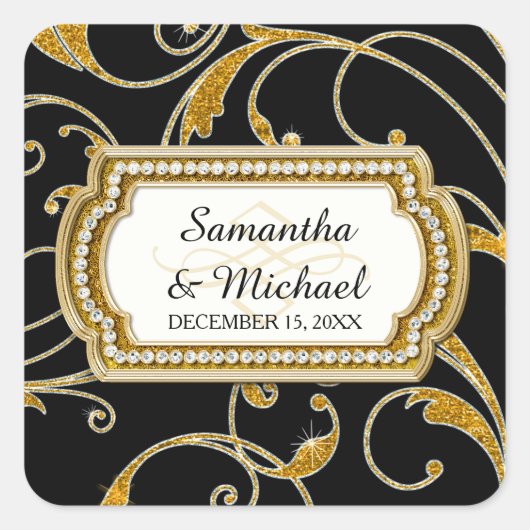 封筒用シールグラムオールドハリウッドリージェンシーブラックタイ スクエアシール (正面)