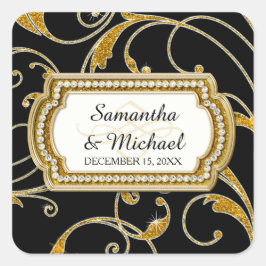 封筒用シールグラムオールドハリウッドリージェンシーブラックタイ スクエアシール