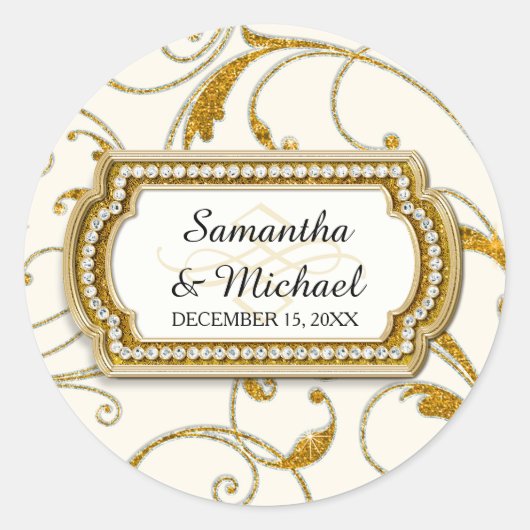 封筒用シールグラムオールドハリウッドリージェンシーブラックタイ ラウンドシール (正面)