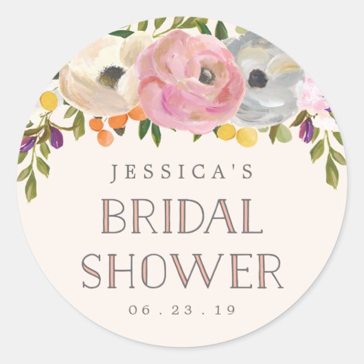 封筒用シールスウィート開花メッセージカード ラウンドシール (正面)