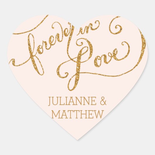 封筒用シールスクリプト永遠に愛の金ゴールドグリッター ハートシール (正面)