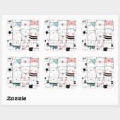 封筒用シールステッカー：ハッピーキャット スクエアシール (シート)