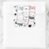 封筒用シールステッカー：ハッピーキャット スクエアシール (バッグ)