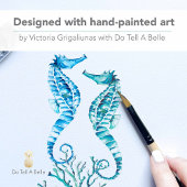 封筒用シールステッカー、ブルーシーホースビーチ結婚式 ラウンドシール