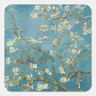 封筒用シールステッカー： ヴァン・ゴッホ ： 桜の花 スクエアシール