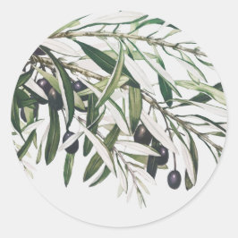 封筒用シールステッカー:ヴィンテージオリーブブランチ ラウンドシール