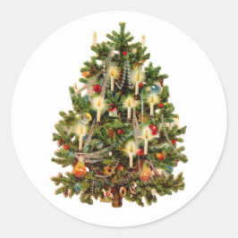 封筒用シールステッカー:ヴィンテージクリスマスツリー ラウンドシール