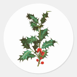 封筒用シールステッカー:ヴィンテージクリスマスホリー ラウンドシール