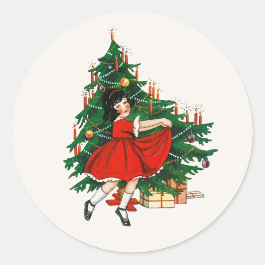 封筒用シールステッカー：ヴィンテージクリスマス ラウンドシール (正面)