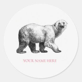 封筒用シールステッカー：ヴィンテージポーラーベア ラウンドシール