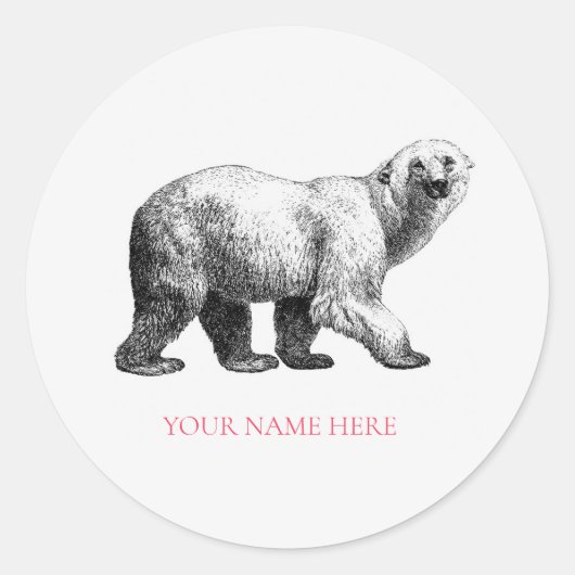 封筒用シールステッカー：ヴィンテージポーラーベア ラウンドシール (正面)