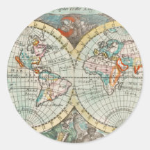 封筒用シールステッカー：ヴィンテージ世界地図