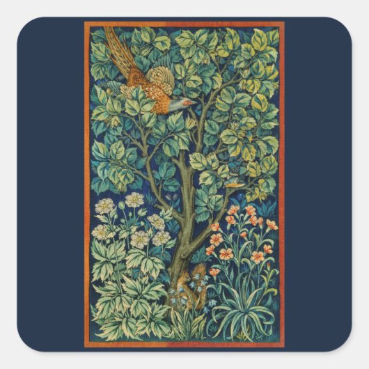 封筒用シールステッカーWILLIAM MORRIS "PHEASANT" スクエアシール (正面)
