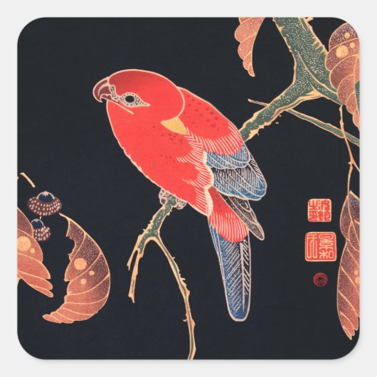 封筒用シールステッ日本のク: WOODBLOCK スクエアシール (正面)